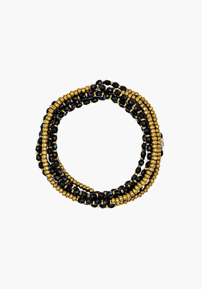 Bracelet 6 Tours Ou Sautoir Caroline Gold Noir - Têtes Blondes