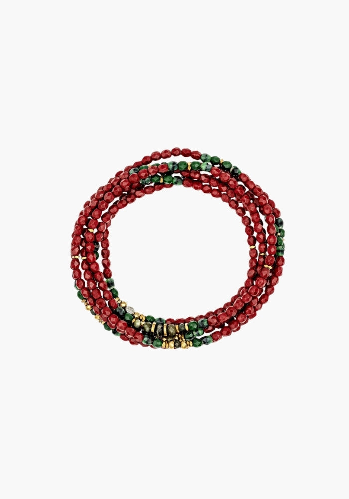 Bracelet 6 Tours Ou Sautoir Glinda Bordeaux - Têtes Blondes