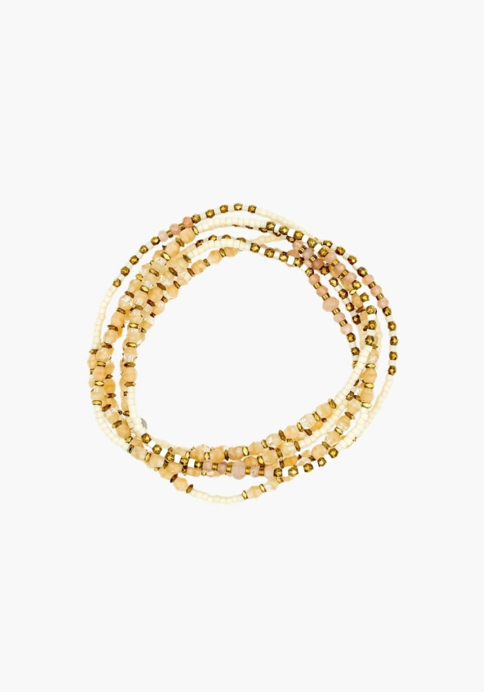 Bracelet 6 Tours Ou Sautoir Alignement 6 Vanille - Têtes Blondes