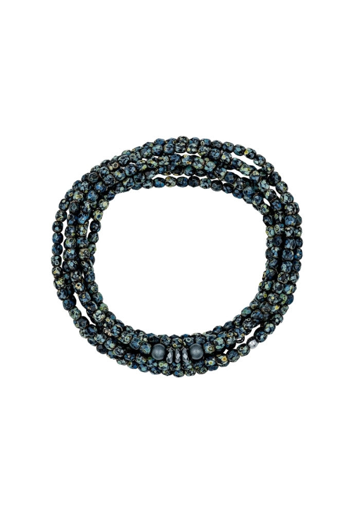 Bracelet 6 Tours Vero Noir Rock Mat - Têtes Blondes