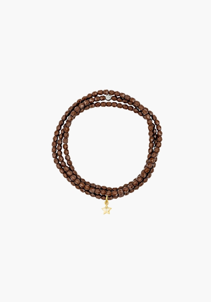 Bracelet 3 Tours Ou Collier Chocolat pendentif Étoile dorée - Têtes Blondes