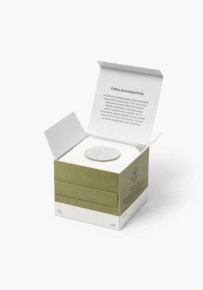 Boîte de capsules Sjöstrand Coffee ouverte