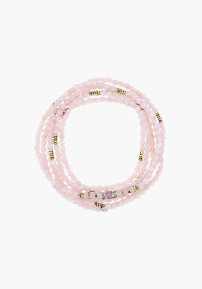 Bracelet 6 Tours Ou Sautoir Vir Rose Guimauve - Têtes Blondes