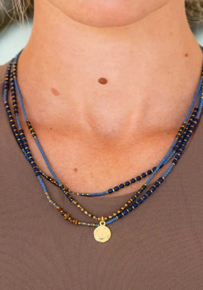 Collier Intuition Bleu fait main en France - Têtes Blondes