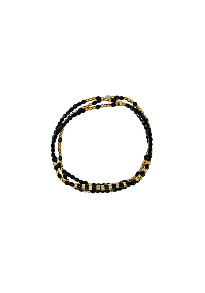 Bracelet 3 Tours Ou Collier Aline Noir - Têtes Blondes