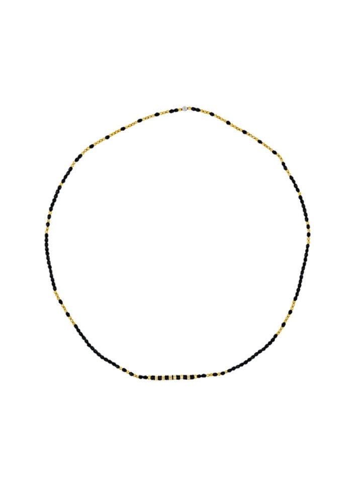 Collier Aline en cristal de Bohème noir et hématite dorée - Têtes Blondes