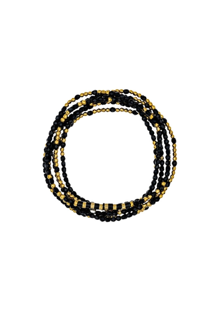 Bracelet 6 Tours Ou Sautoir Aline Noir - Têtes Blondes
