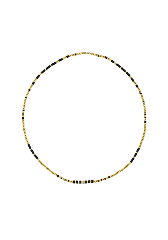 Collier Céline en hématite dorée et vinyle africain - Têtes Blondes