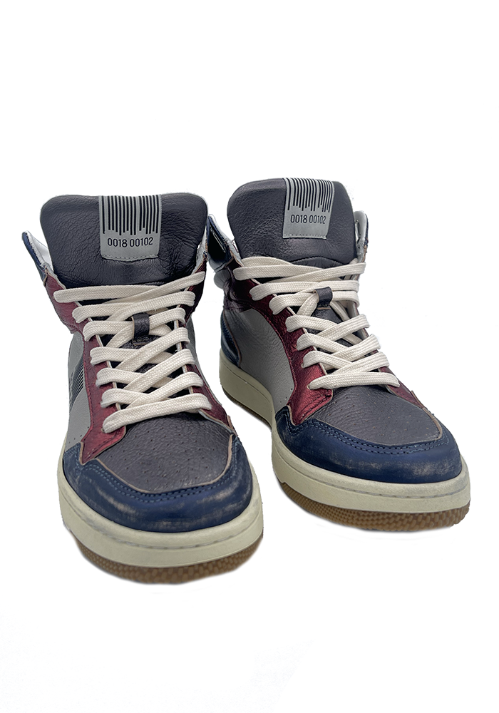 P1bw High Gray Blue &amp; Burgundy Sneakers
