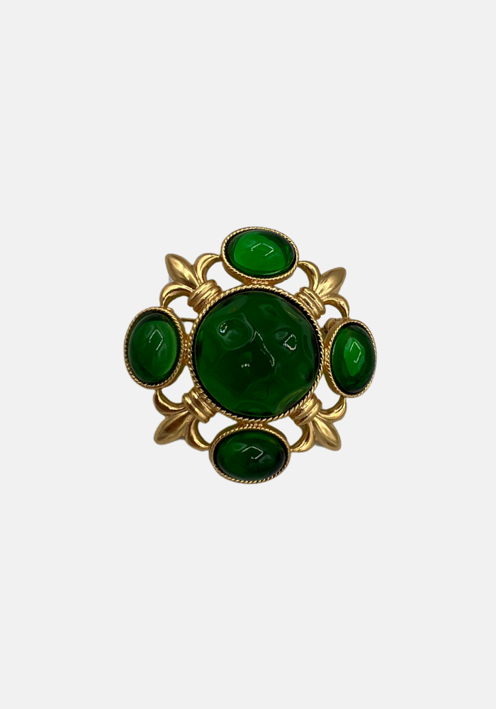 Broche Xl Perle En Verre Verte - Blush Sélection Bijoux