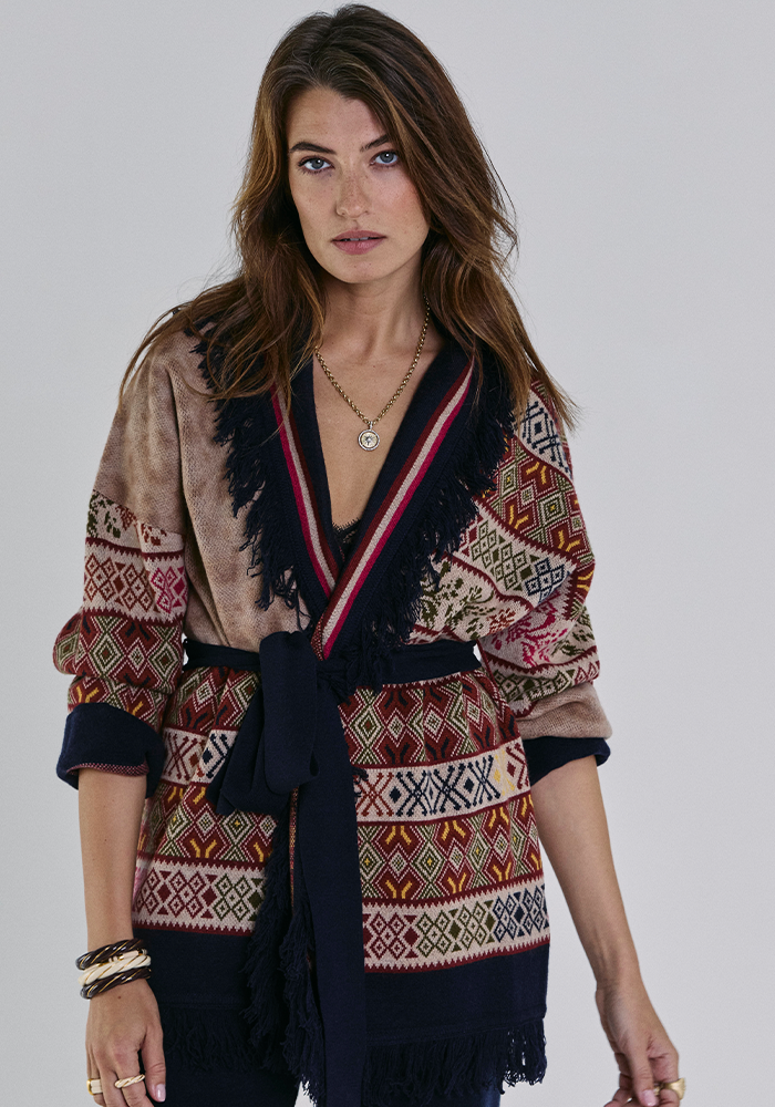 Cardigan Enael Pourpre Et Acajou - Notshy