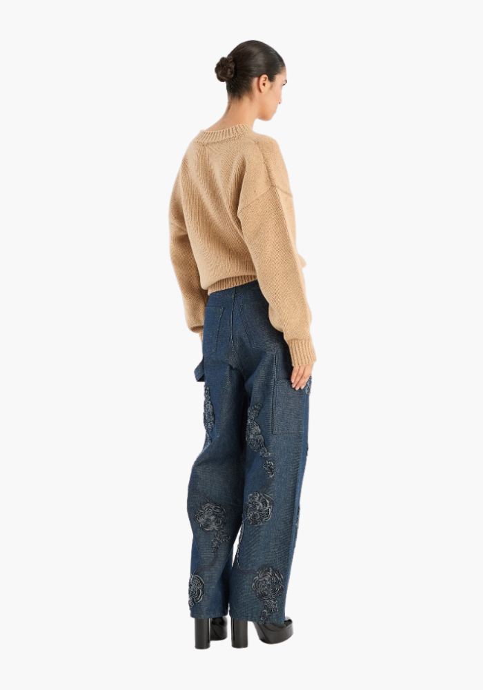 Knit V-neck Sweater Brown - Rotate