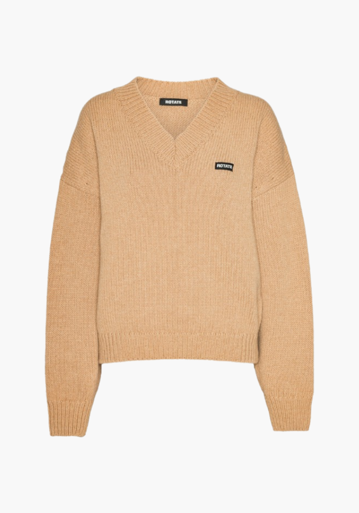 Knit V-neck Sweater Brown - Rotate