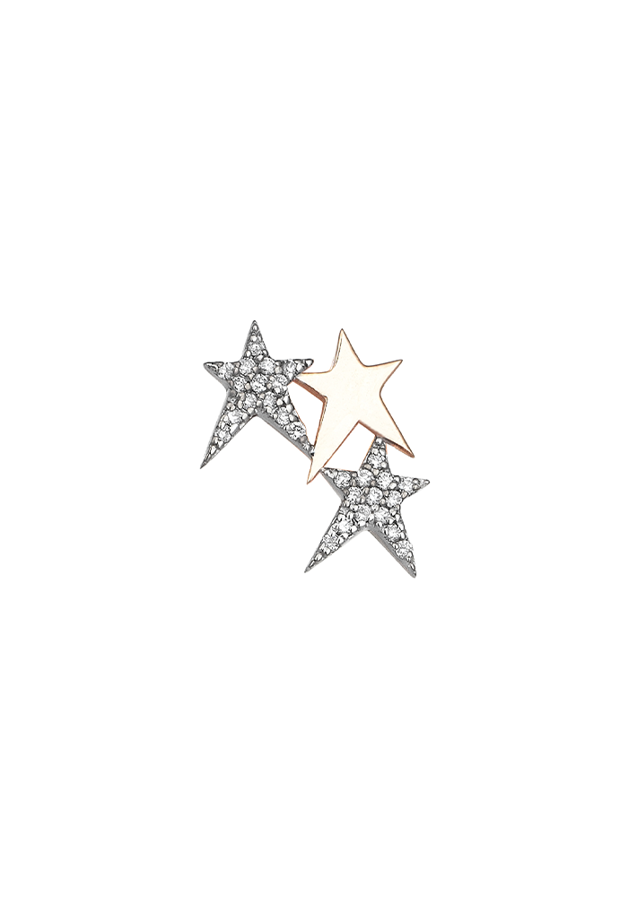 Boucle D'Oreille 3 Stars Asymétrique - Kismet By Milka 