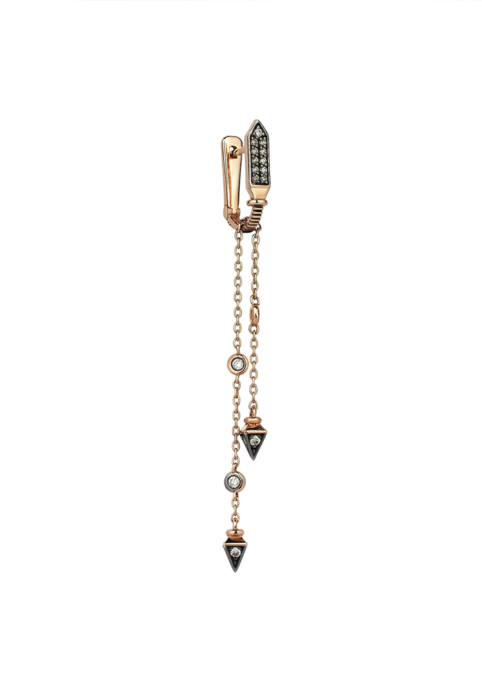 Créole Solitaire Drizzle Dangling Chain Diamants Champagne - Kismet By Milka