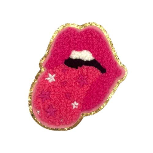 Mouth Iron-on Sticker With Star Tongue