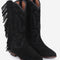 Boots Midnight Suede Fringes Black