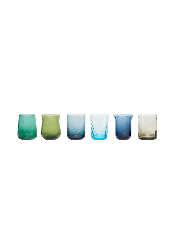 Set of 6 Blue and Green Water Glasses