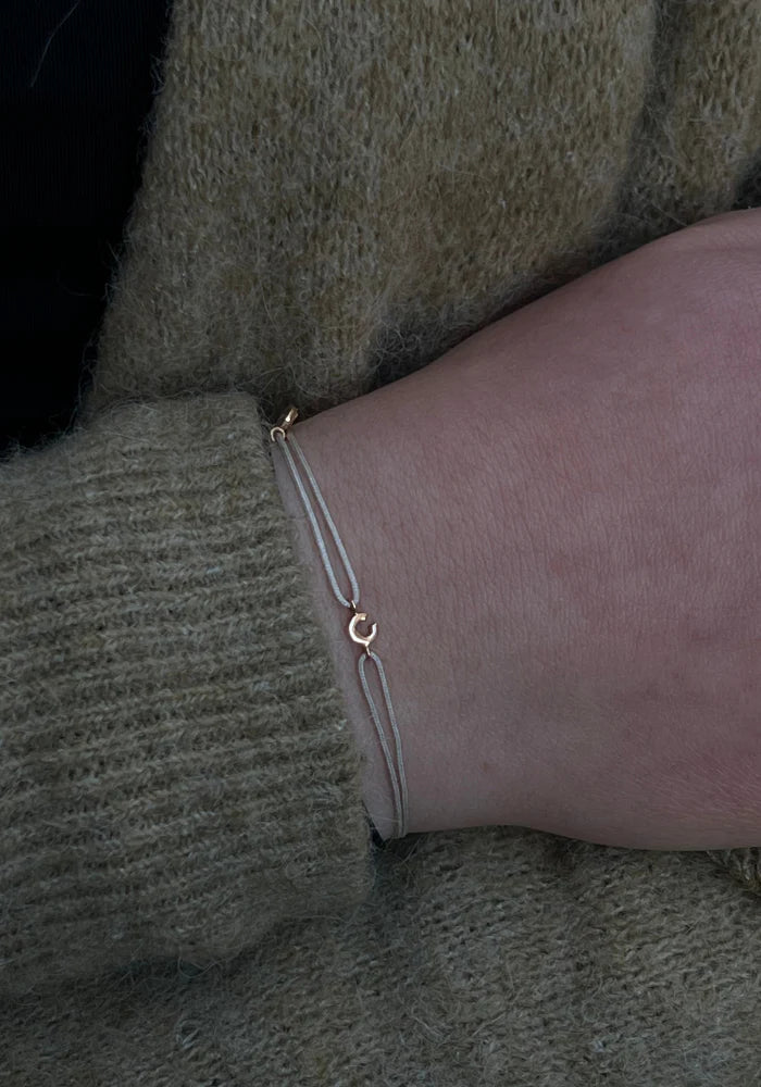 Bracelet Letters Sur Cordon Beige Or Rose - Kismet
