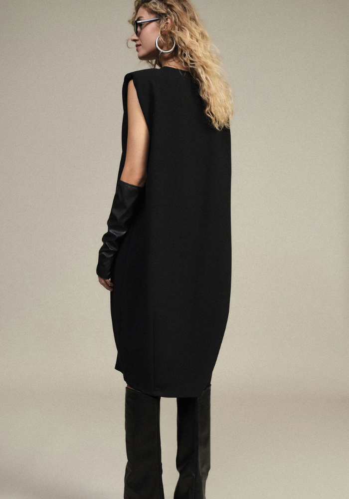 Robe Droite Midi Avec Mitaines Similicuir - Dixie