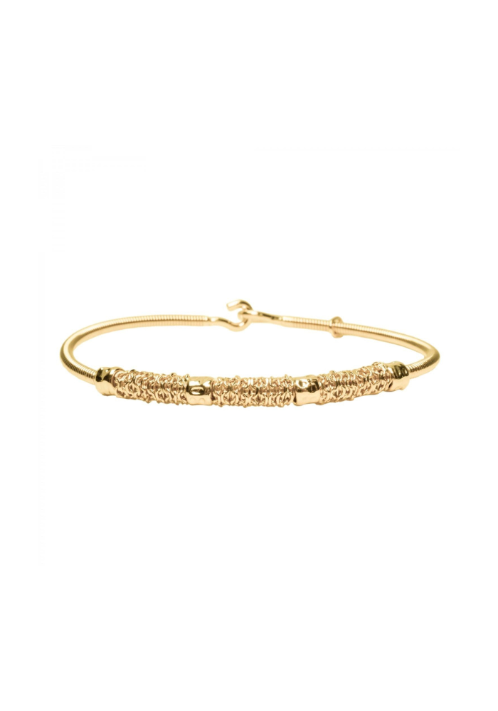 Bass String Bangle 4 Gold Plated Hammered Beads