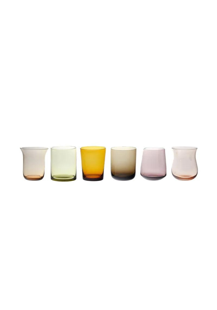 Set of 6 Amber and Pink Water Glasses