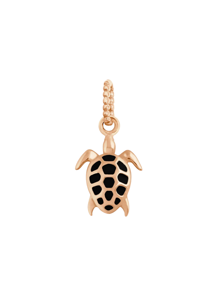 Pendentif Tortue Or Rose Et Résine Noir - Gigi Clozeau