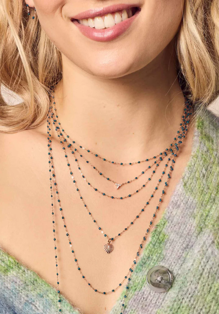 Collier Classique Gigi Or Rose Et Résines Jungle 42cm - Gigi Clozeau