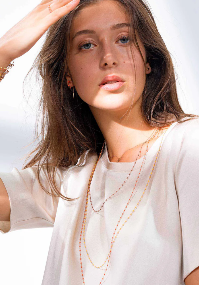 Collier Classique Gigi Or Rose & Perles Résines Cuivre - Gigi Clozeau