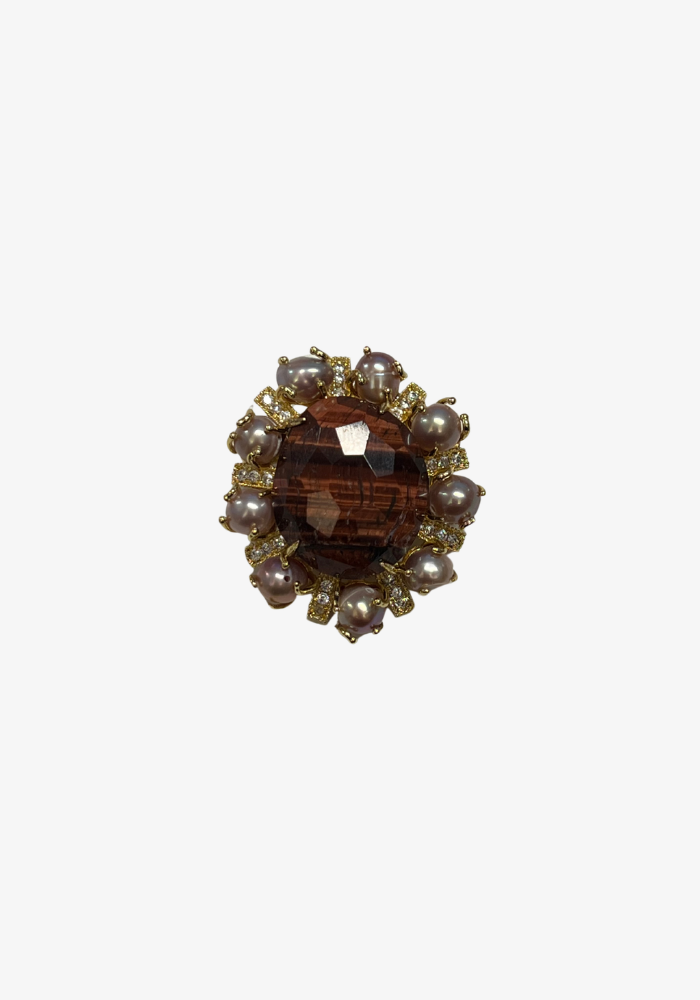 Broche Pierre Ovale Marron - Sélectionné par Blush