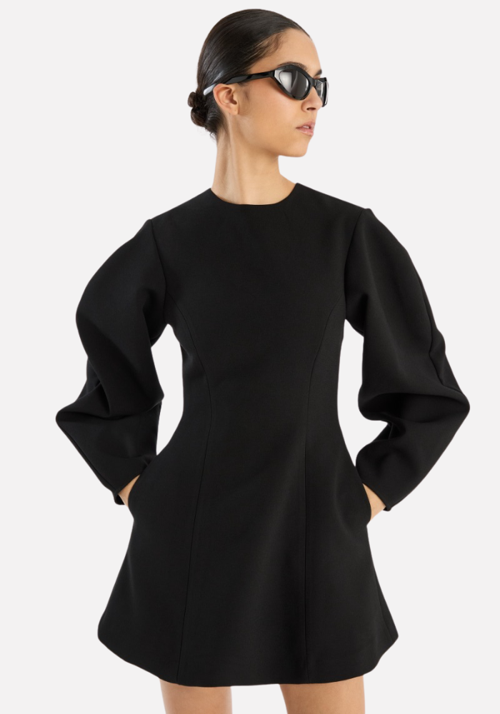 Robe Courte Suiting Flared Noire - Rotate 