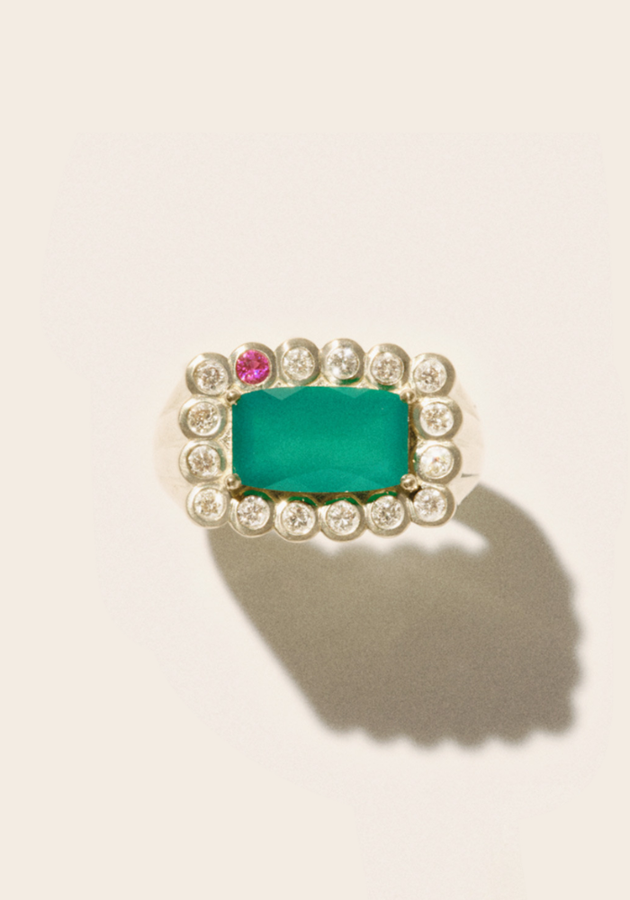 Bague Robin N°2 Calcedoine Vert - Pascale Monvoisin