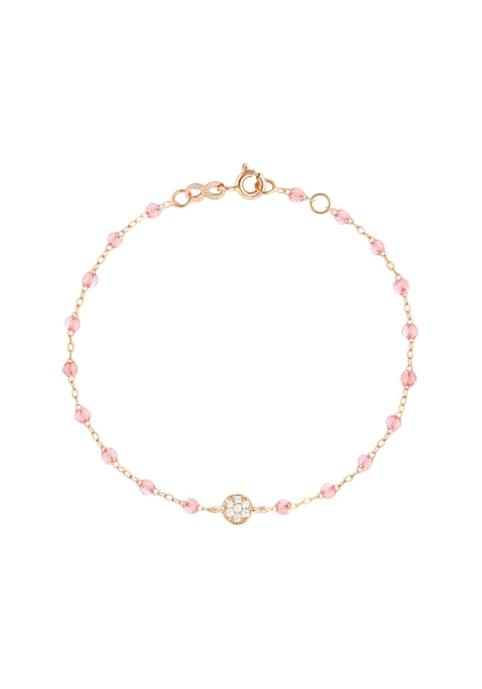 Bracelet Puce Diamants Or Rose Et Résine Rosée 17cm - Gigi Clozeau