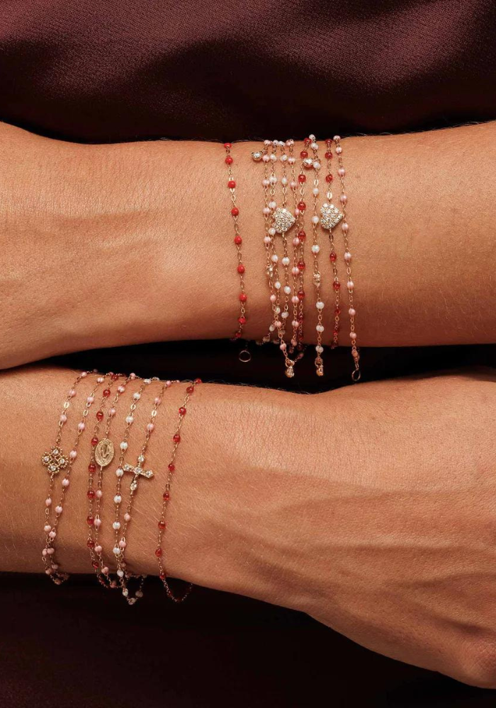 Bracelet In Love Diamant Or Rose Et Résine Opale 17cm - Gigi Clozeau