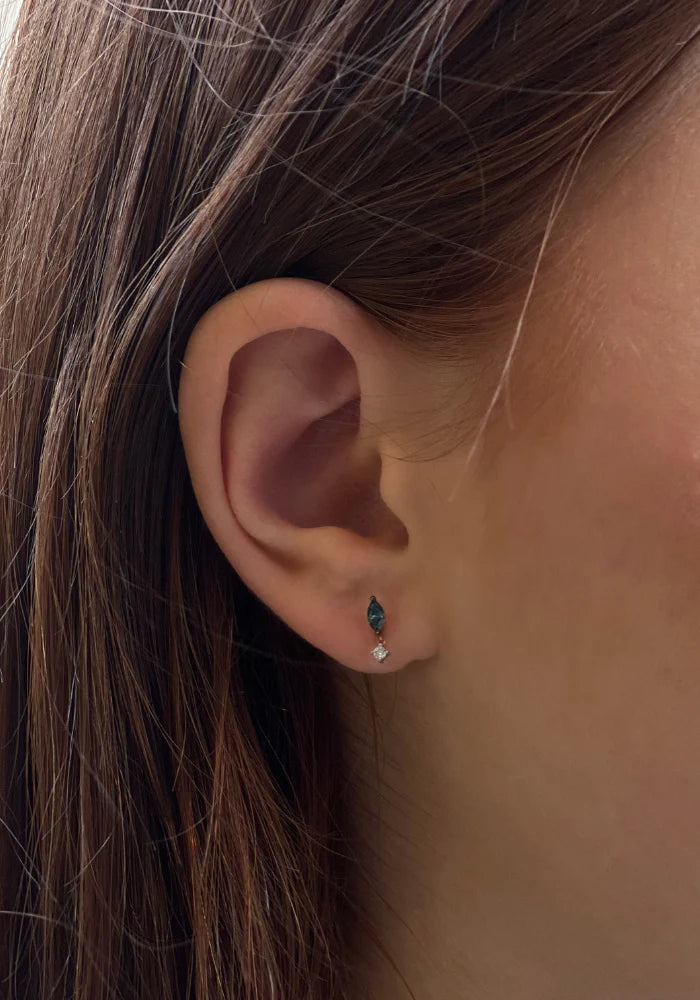 Boucle D'Oreille Diamant Bleu Marquise - Kismet By Milka