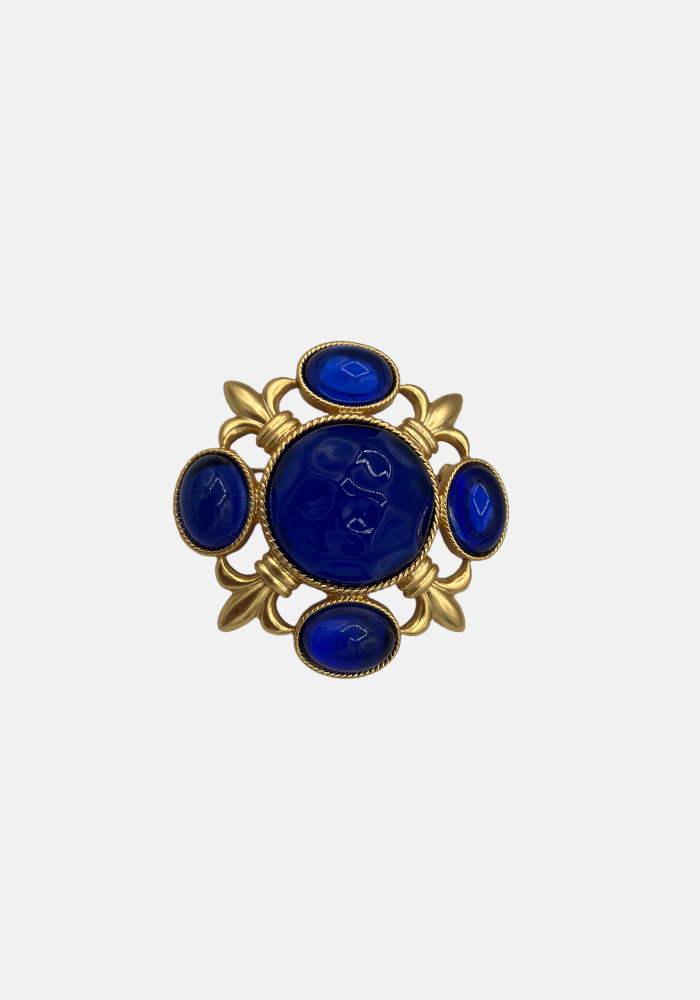 Broche Xl Perle En Verre Bleue - Blush Selection Bijoux