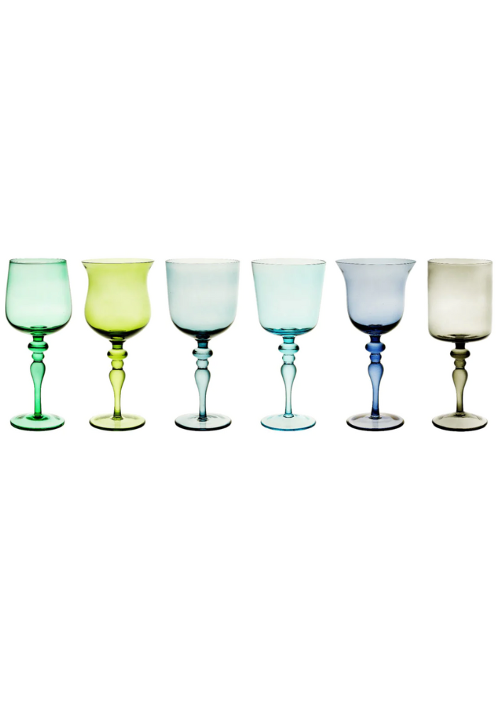 Set De 6 Verres A Vin Bleu et Vert  - Blush Sélection Décoration
