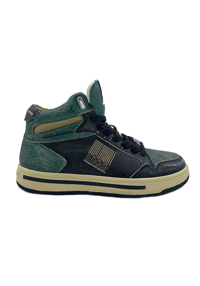 P1bw High Black Metallic Green Sneakers