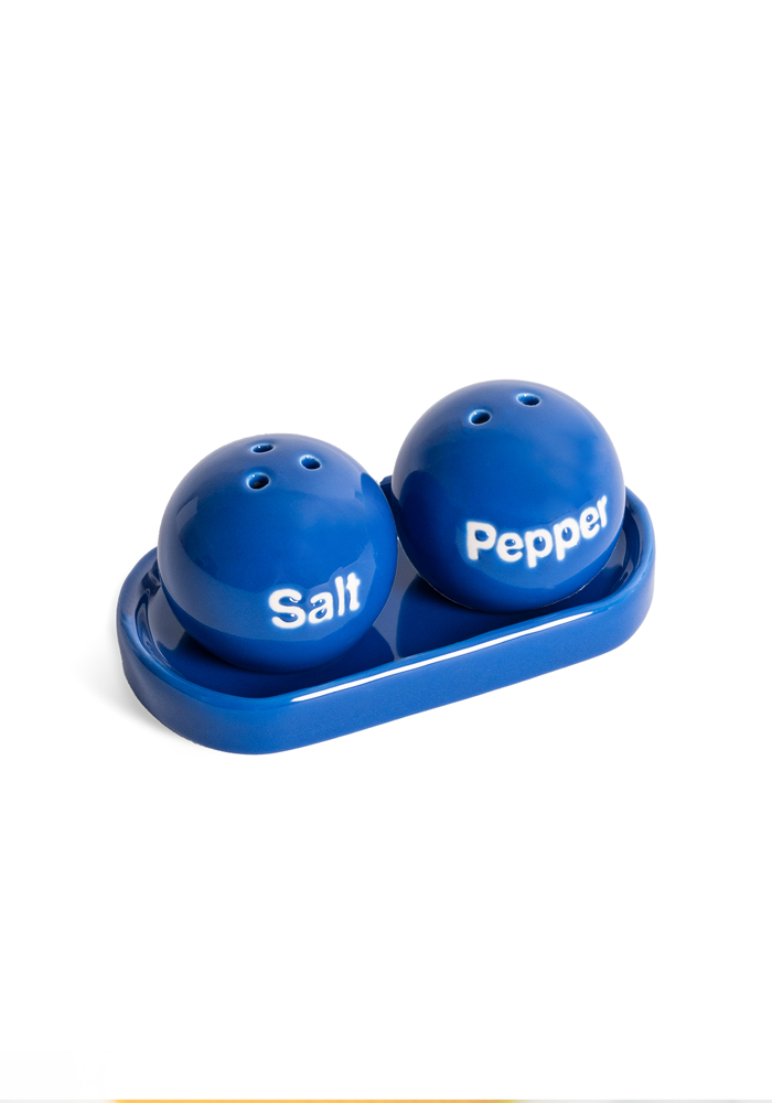 Salière Et Poivrière Ping Pong Bleu - Helio Ferretti