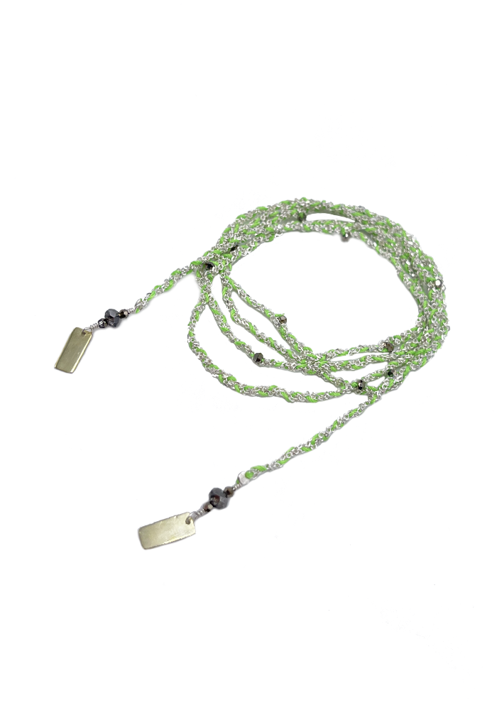 Bracelet Tressé Argent Et Vert Fluo - Marie-Laure Chamorel