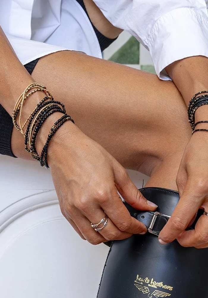 Bracelet 6 Tours Ou Collier Andy Gold Black - Têtes Blondes