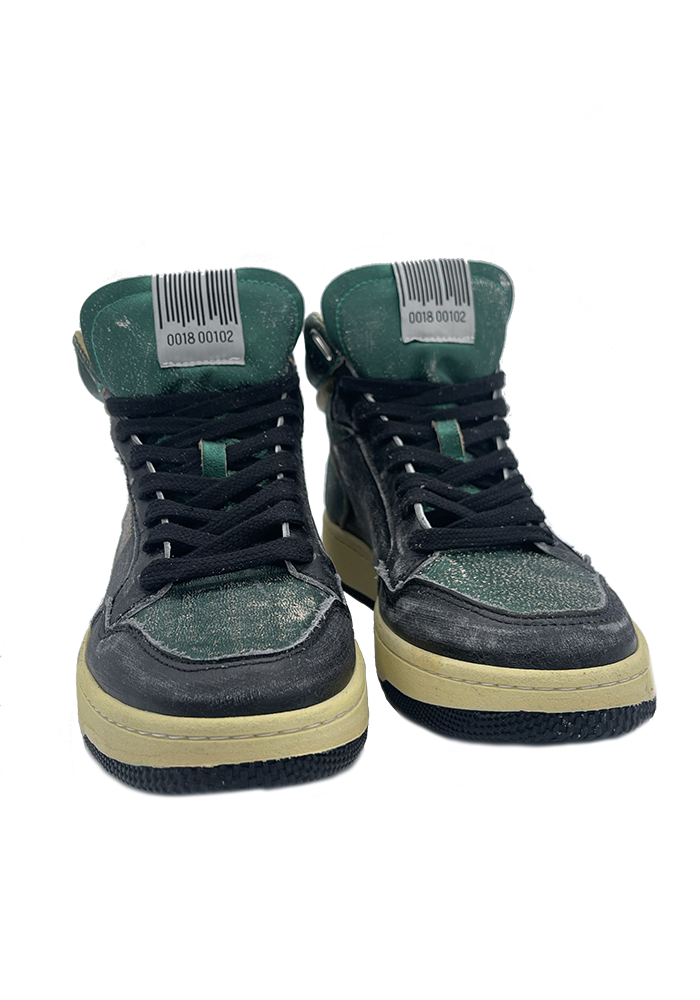 P1bw High Black Metallic Green Sneakers