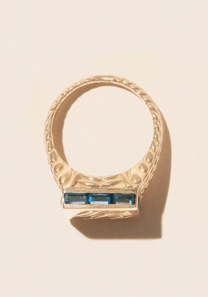 Poppy London Blue Topaz Signet Ring