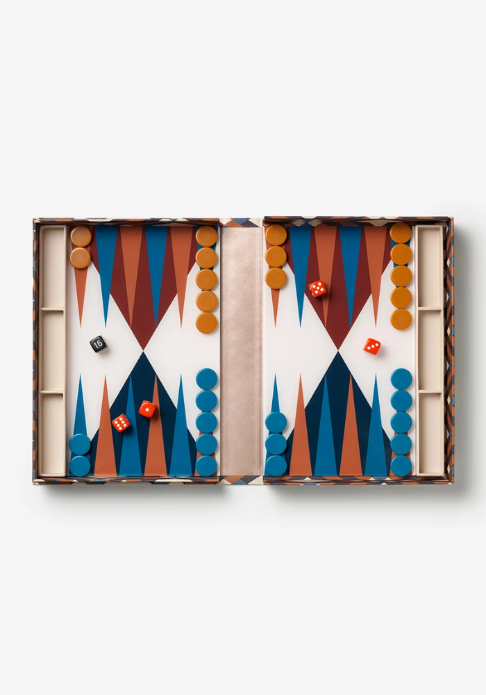 Backgammon Bazaar Bleu Et Terracotta - Printworks