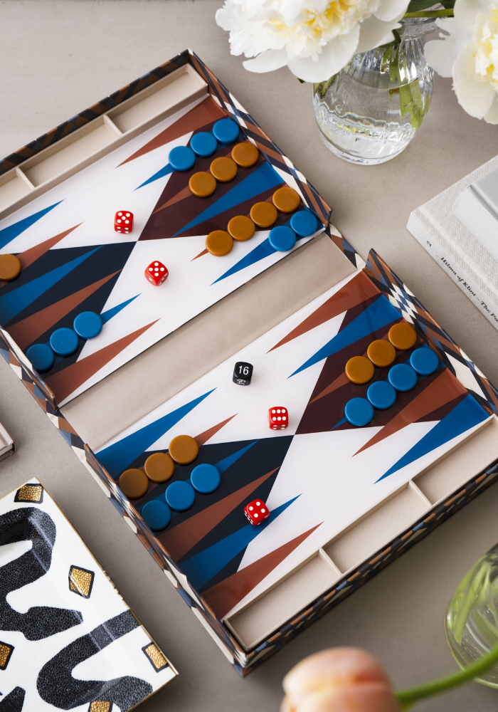 Backgammon Bazaar Bleu Et Terracotta - Printworks