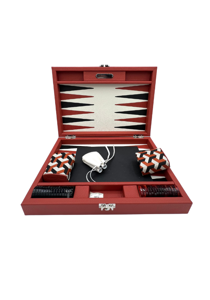 Backgammon Medium Cremisi Monogramme - Hector Saxe