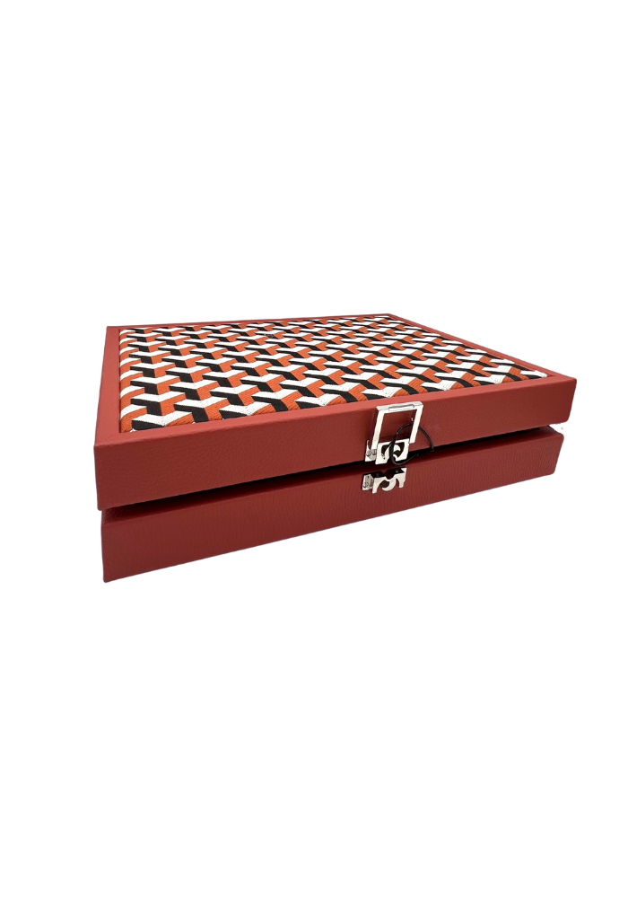Backgammon Medium Cremisi Monogramme - Hector Saxe