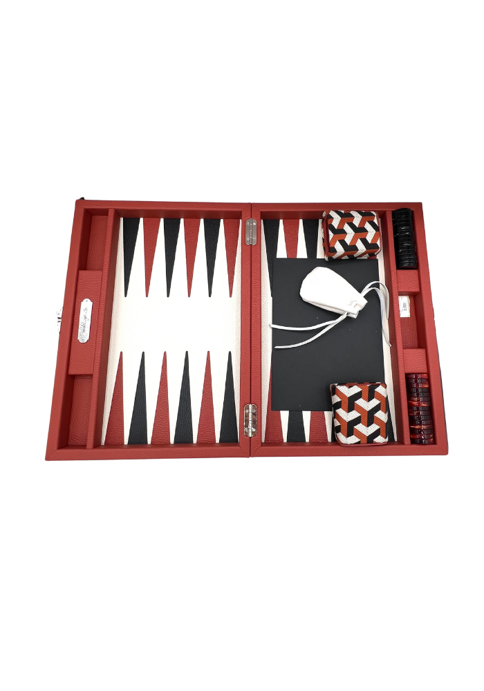 Backgammon Medium Cremisi Monogramme - Hector Saxe