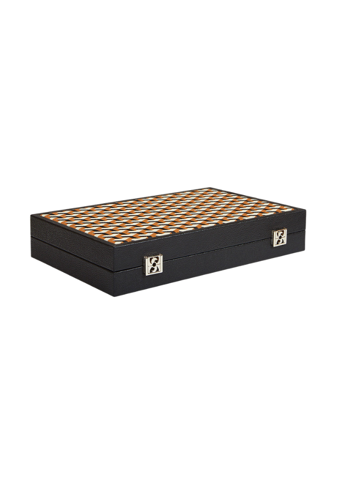 Backgammon Medium Noir Monogramme - Hector Saxe