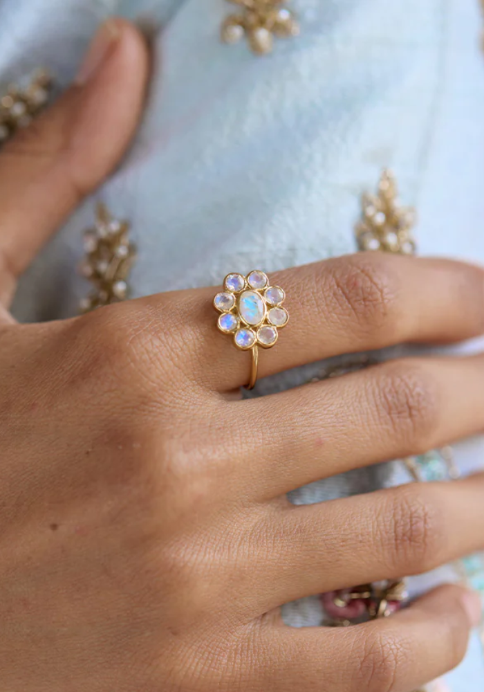 Bague 9 Planètes Pierre De lune - Dorothée Sausset